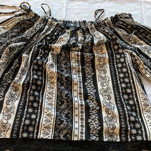 Back and Cream off the Shoulder Blouse